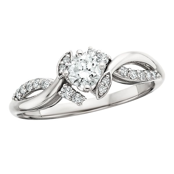 14K White Floral Engagement Ring David Mann, Jeweler Geneseo, NY
