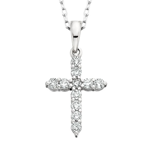 14K White Diamond Cross Pendant  David Mann, Jeweler Geneseo, NY