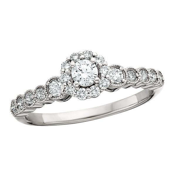 14K White Halo Engagement Ring David Mann, Jeweler Geneseo, NY