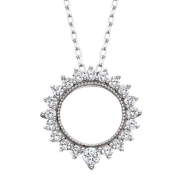 14K White Diamond Circle Pend David Mann, Jeweler Geneseo, NY