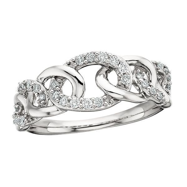 14K White Diamond Link Ring David Mann, Jeweler Geneseo, NY