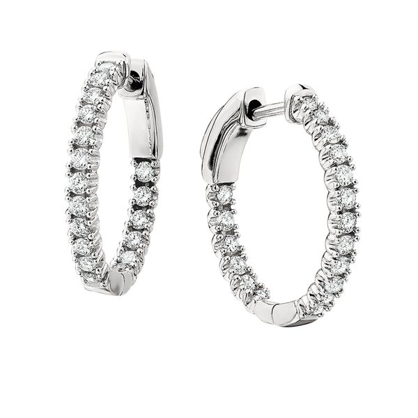 14K White Diamond Eternity Hoops David Mann, Jeweler Geneseo, NY