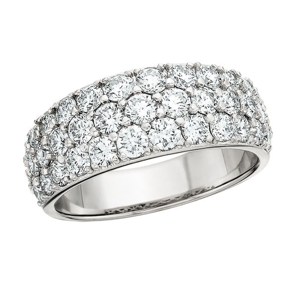 14K White 3 Row Diamond Ring David Mann, Jeweler Geneseo, NY