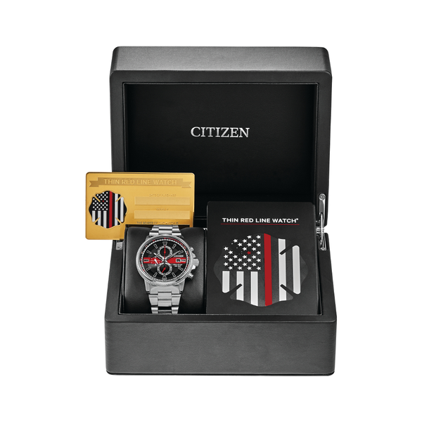 Citizen Men's Thin Red Line Watch Image 4 Score's Jewelers Anderson, SC