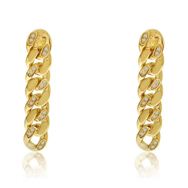 14k Yellow Gold Chain Dangle Diamond Earrings Davidson Jewelers East Moline, IL