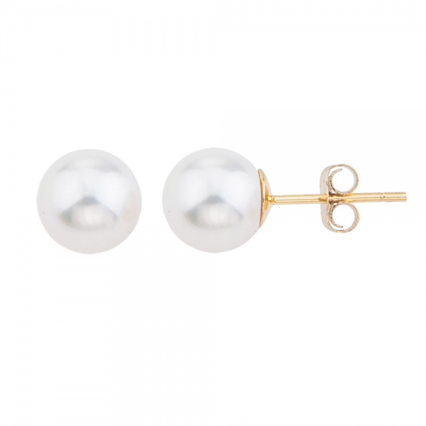 14k Yellow Gold 7mm AAA Quality Freshwater Cultured Pearl Stud Earrings Davidson Jewelers East Moline, IL
