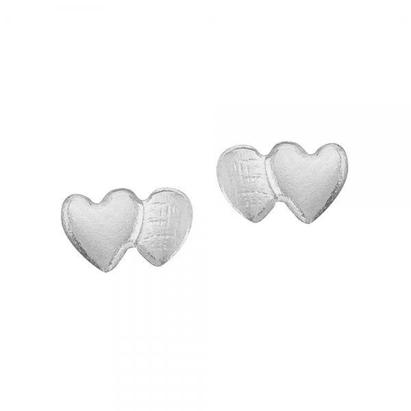 14K White Gold Baby Double Heart Screwback Earrings Davidson Jewelers East Moline, IL