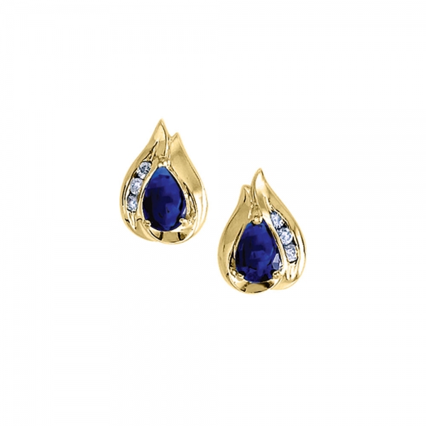 14k Yellow Gold Pear Sapphire And Diamond Earrings Davidson Jewelers East Moline, IL