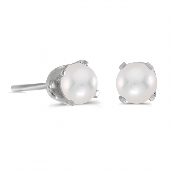 4 mm Round Freshwater Cultured Pearl Stud Earrings in Sterling Silver Davidson Jewelers East Moline, IL