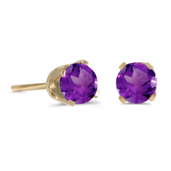 4 mm Round Amethyst Stud Earrings in 14k Yellow Gold Davidson Jewelers East Moline, IL