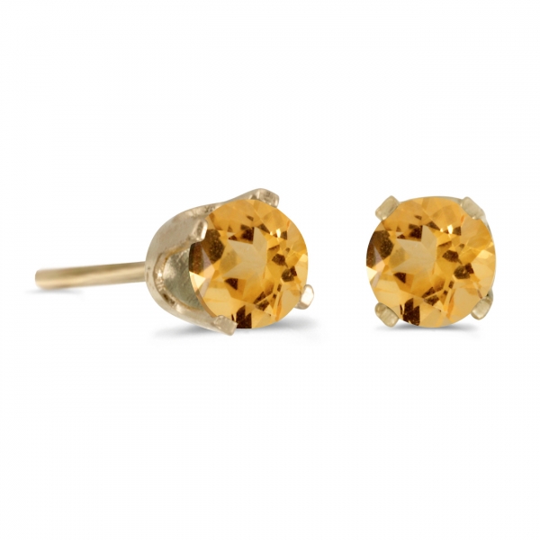 4 mm Round Citrine Stud Earrings in 14k Yellow Gold Davidson Jewelers East Moline, IL