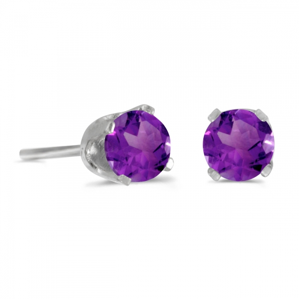 4 mm Round Natural Amethyst Stud Earrings in 14k White Gold Davidson Jewelers East Moline, IL