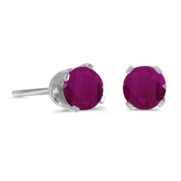 4 mm Round Ruby Stud Earrings in 14k White Gold Davidson Jewelers East Moline, IL