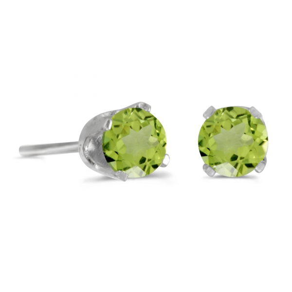 4 mm Round Peridot Stud Earrings in 14k White Gold Davidson Jewelers East Moline, IL