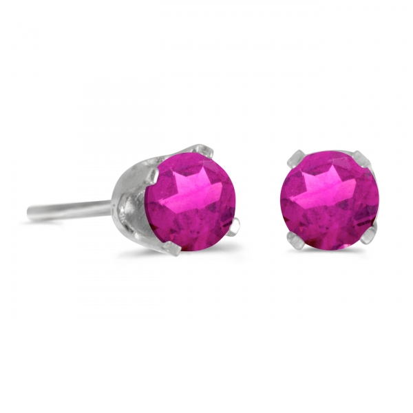 4 mm Round Pink Topaz Stud Earrings in 14k White Gold Davidson Jewelers East Moline, IL