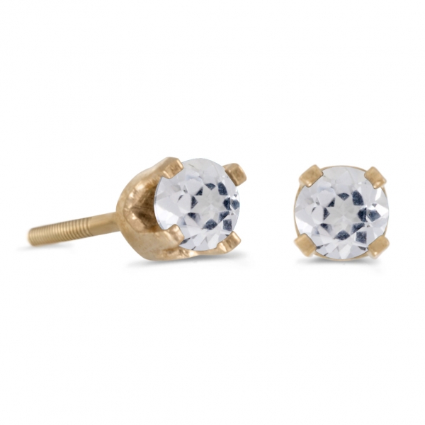 3 mm Petite Round White Topaz Screw-back Stud Earrings in 14k Yellow Gold Davidson Jewelers East Moline, IL
