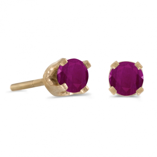 3 mm Petite Round Ruby Screw-back Stud Earrings in 14k White Gold Davidson Jewelers East Moline, IL