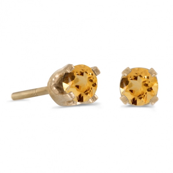 3 mm Petite Round Citrine Screw-back Stud Earrings in 14k Yellow Gold Davidson Jewelers East Moline, IL