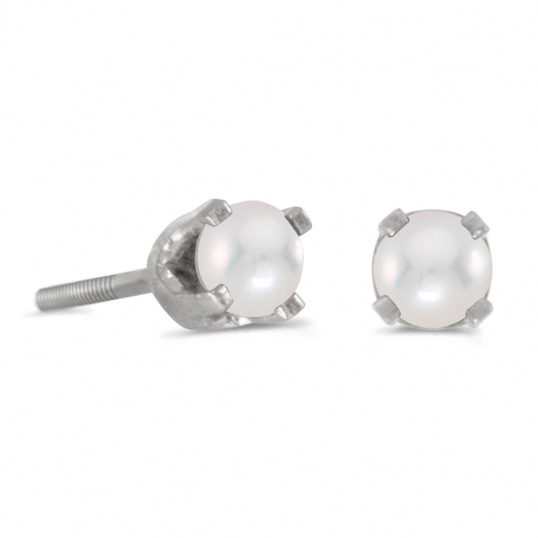 3 mm Petite  White Gold Freshwater Cultured Pearl Screw-back Stud Earrings in 14k White Gold Davidson Jewelers East Moline, IL