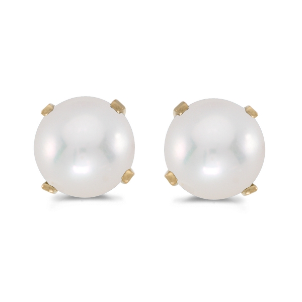 5 mm Freshwater Cultured Pearl Stud Earrings Set in 14k Yellow Gold Davidson Jewelers East Moline, IL