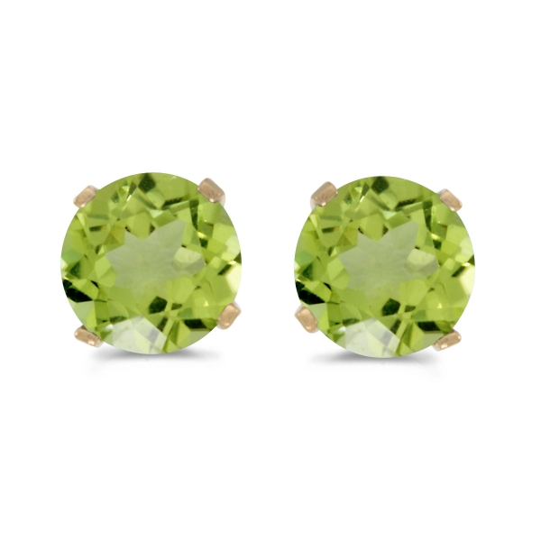5 mm Natural Round Peridot Stud Earrings Set in 14k Yellow Gold Davidson Jewelers East Moline, IL