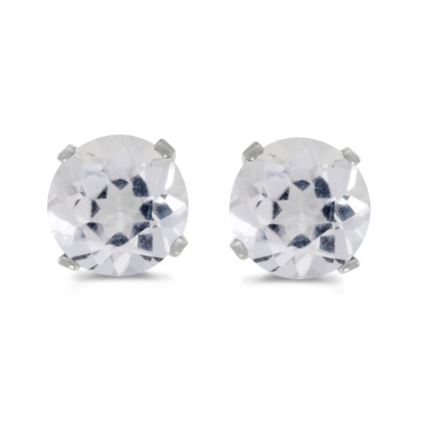 5 mm Natural Round White Topaz Stud Earrings Set in 14k White Gold Davidson Jewelers East Moline, IL