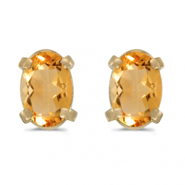 14k Yellow Gold Oval Citrine Earrings Davidson Jewelers East Moline, IL