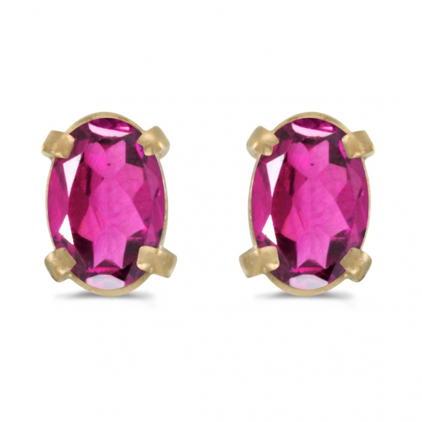 14k Yellow Gold Oval Pink Topaz Earrings Davidson Jewelers East Moline, IL