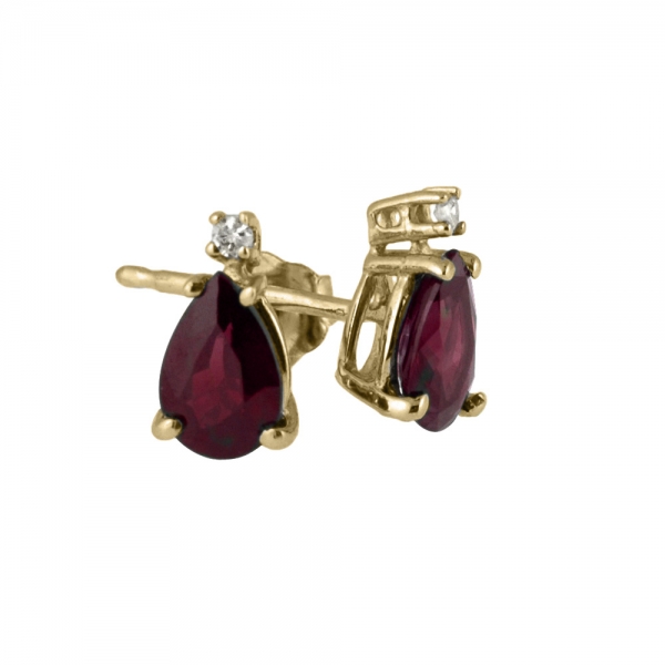 14k Yellow Gold  Pear Shaped Ruby And Diamond Earrings Davidson Jewelers East Moline, IL