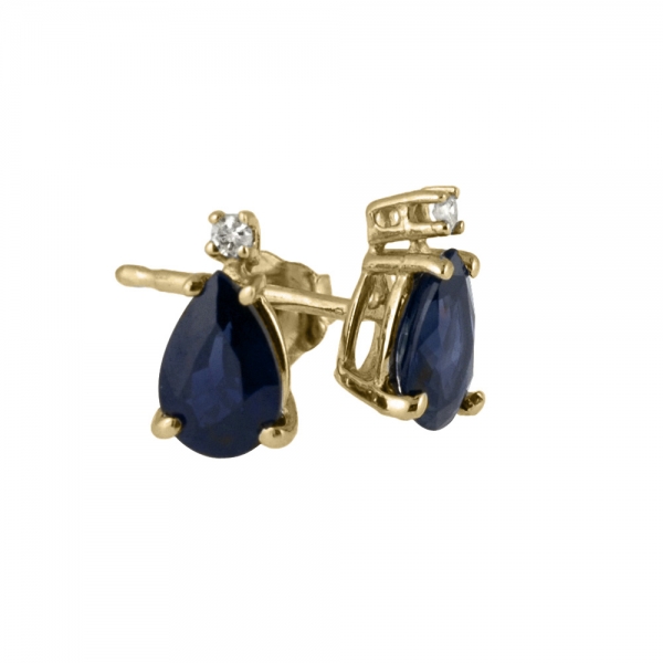 14k Yellow Gold  Pear Shaped Sapphire And Diamond Earrings Davidson Jewelers East Moline, IL