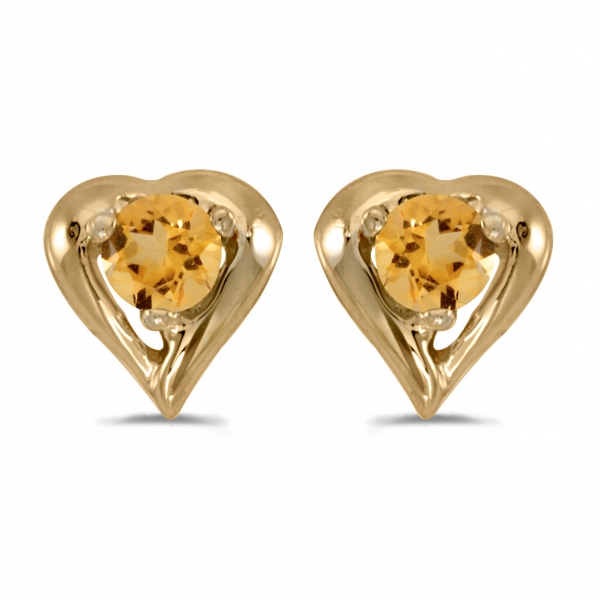 10k Yellow Gold Round Citrine Heart Earrings Davidson Jewelers East Moline, IL