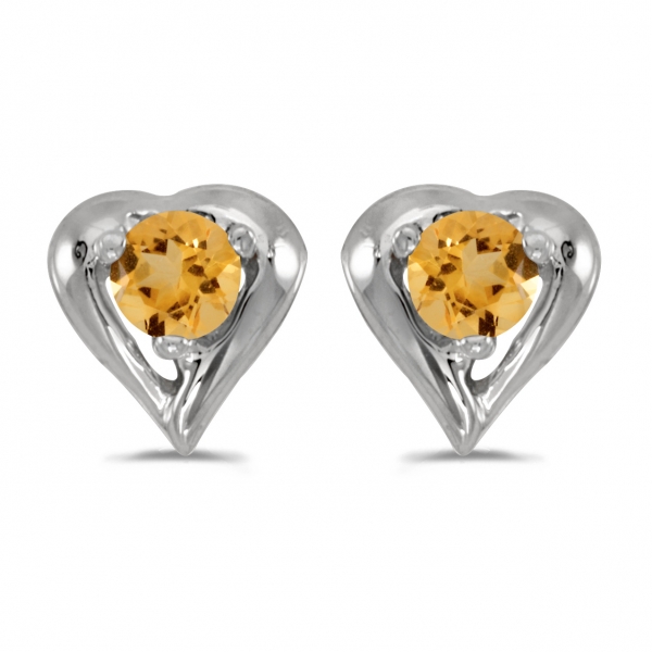 10k White Gold Round Citrine Heart Earrings Davidson Jewelers East Moline, IL