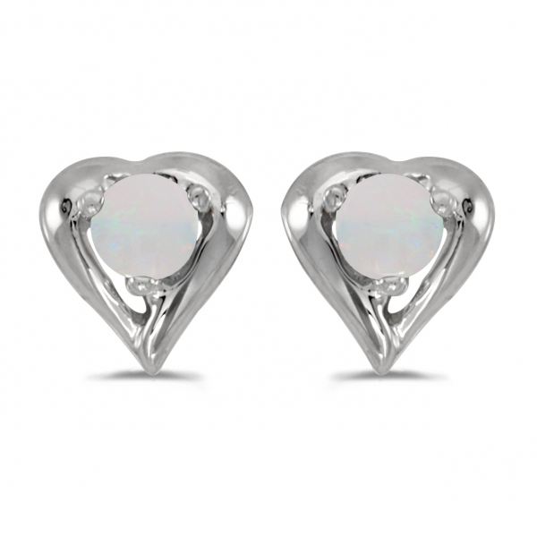 14k White Gold Round Opal Heart Earrings Davidson Jewelers East Moline, IL