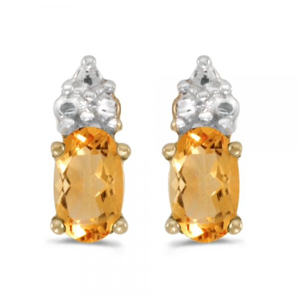 10k Yellow Gold Oval Citrine Earrings Davidson Jewelers East Moline, IL