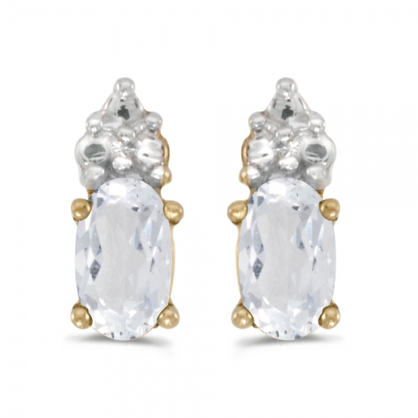 14k Yellow Gold Oval White Topaz Earrings Davidson Jewelers East Moline, IL