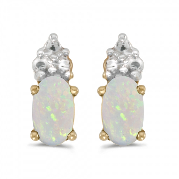 14k Yellow Gold Oval Opal Earrings Davidson Jewelers East Moline, IL