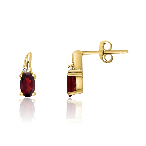 14k Yellow Gold Garnet and Diamond Earrings Davidson Jewelers East Moline, IL