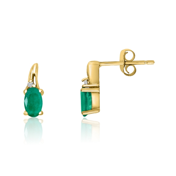 14k Yellow Gold Emerald and Diamond Earrings Davidson Jewelers East Moline, IL