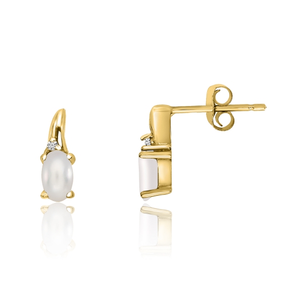 14k Yellow Gold Freshwater Cultured Pearl and Diamond Earrings Davidson Jewelers East Moline, IL