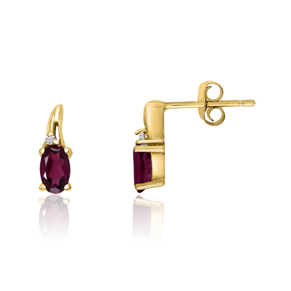 14k Yellow Gold Ruby and Diamond Earrings Davidson Jewelers East Moline, IL