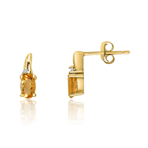 14k Yellow Gold Citrine and Diamond Earrings Davidson Jewelers East Moline, IL