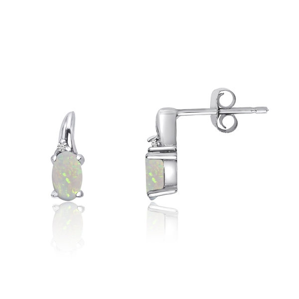 14k White Gold Opal and Diamond Earrings Davidson Jewelers East Moline, IL