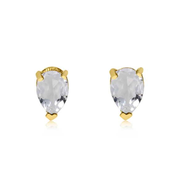 14k Yellow Gold White Topaz Pear-Shaped Earring Davidson Jewelers East Moline, IL