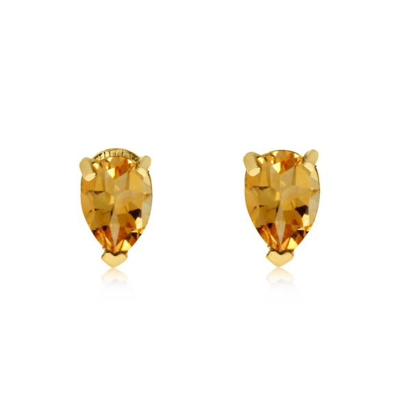 14k Yellow Gold Citrine Pear-Shaped Earring Davidson Jewelers East Moline, IL