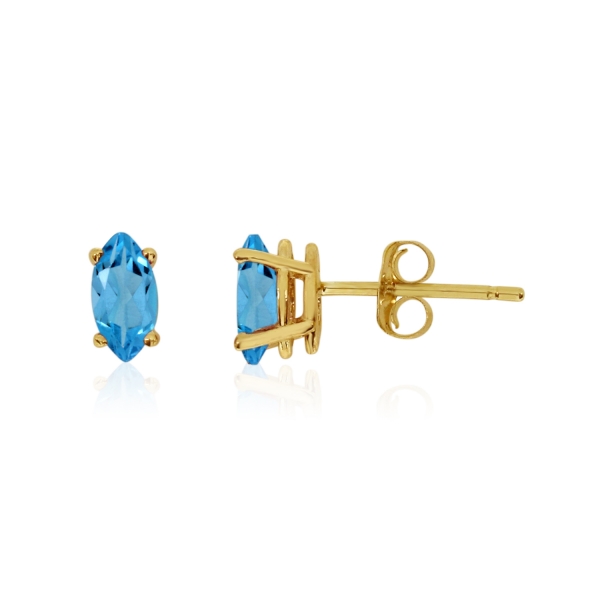 14k Yellow Gold Blue Topaz Marquise Earrings Davidson Jewelers East Moline, IL