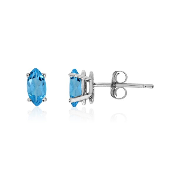 14k White Gold Blue Topaz Marquise Earrings Davidson Jewelers East Moline, IL