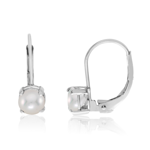 14k White Gold 5mm Freshwater Cultured Pearl Leverback Earrings Davidson Jewelers East Moline, IL
