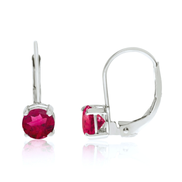 14k White Gold 5mm Ruby Leverback Earrings Davidson Jewelers East Moline, IL
