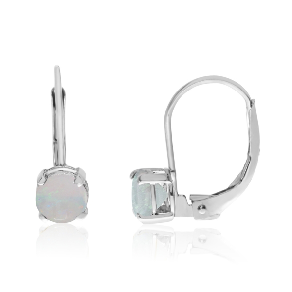 14k White Gold 5mm Opal Leverback Earrings Davidson Jewelers East Moline, IL