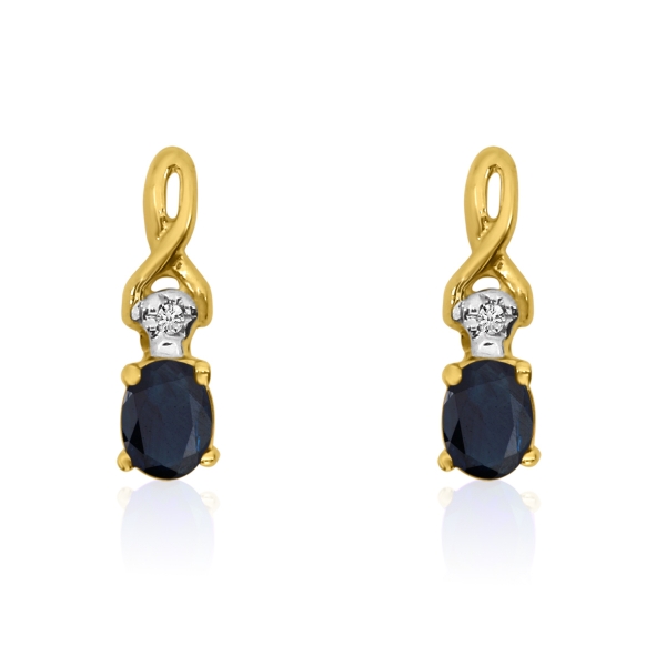 14k Yellow Gold Oval Sapphire and Diamond Earrings Davidson Jewelers East Moline, IL